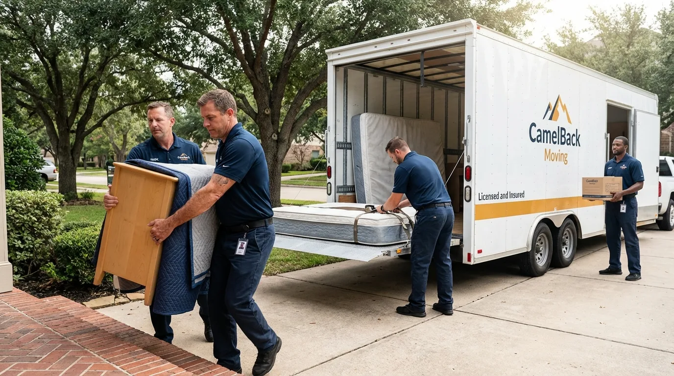 Crew loading residential truck for cross-state move from Chagrin Falls, OH